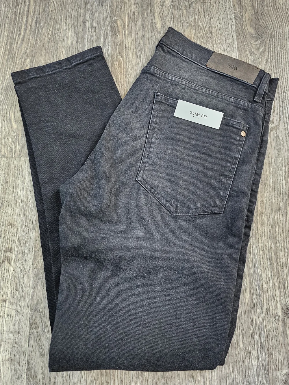 NWT Zara Man Slim Fit Jeans Black Faded Wash Denim Size 34